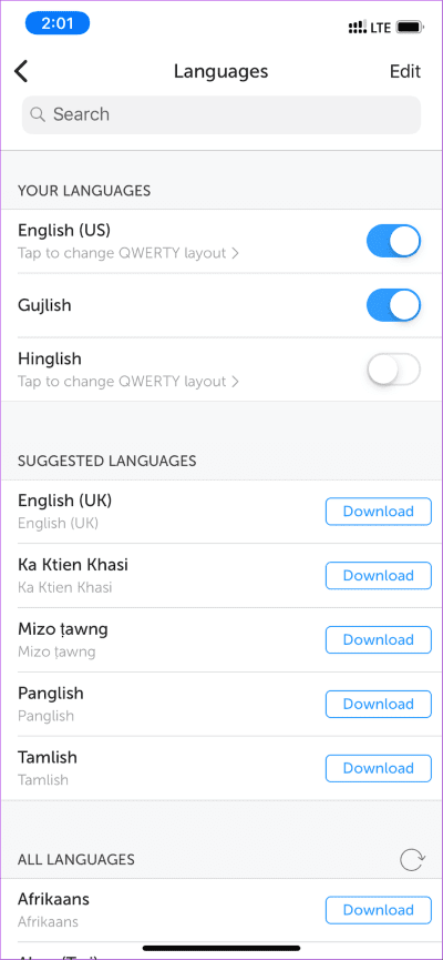 Swiftkey-Language_935adec67b324b146ff212ec4c69054f مقارنة لوحات المفاتيح Stock مقابل Gboard مقابل SwiftKey على iPhone