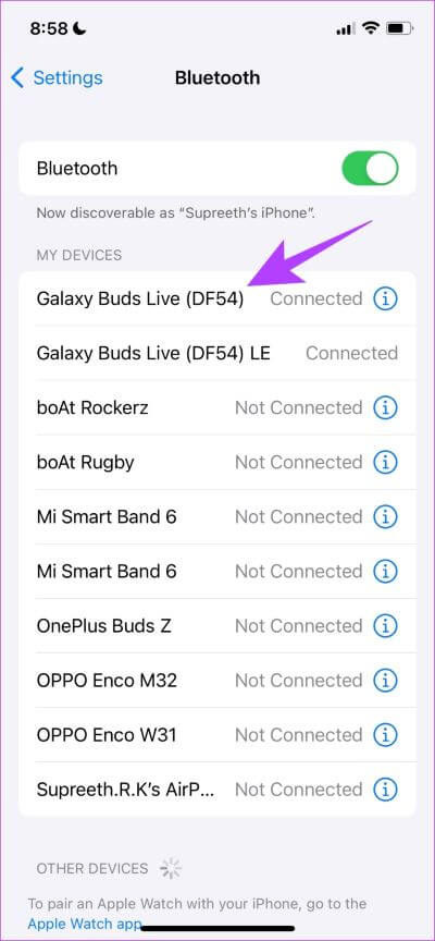 Tap-on-Connected-Device-400x864 أفضل 11 إصلاح لتأخر صوت Bluetooth على iPhone و Android