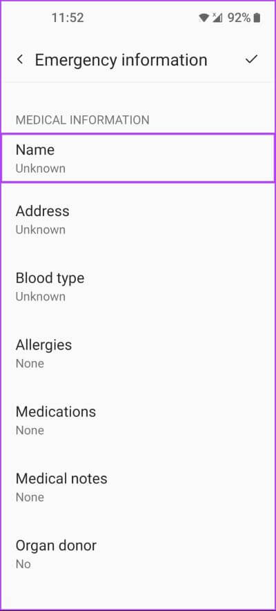 Tap-on-Name-400x885 كيفية إضافة معلومات الطوارئ والوصول إليها على Android