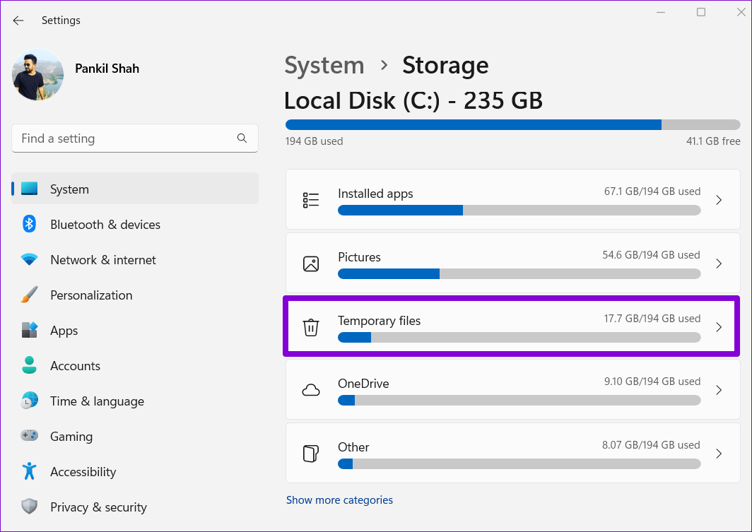 Temporary-Files-on-Windows-11-2 أفضل 6 طرق لإفراغ سلة المحذوفات عندما يتعذر عليك حذف الملفات في Windows 11