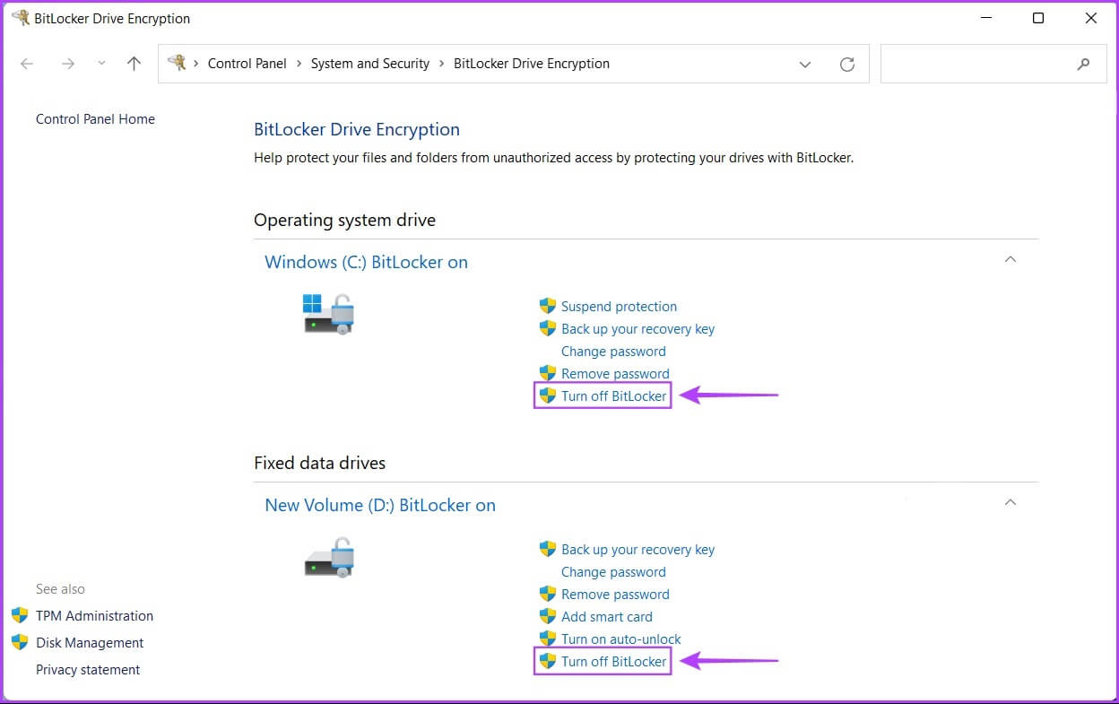 Turn-Off-Bitlocker-1248x785 كيفية تشفير البيانات باستخدام BitLocker على Windows 11