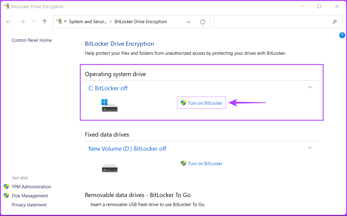 Turn-On-BitLocker-C-Drive كيفية تشفير البيانات باستخدام BitLocker على Windows 11