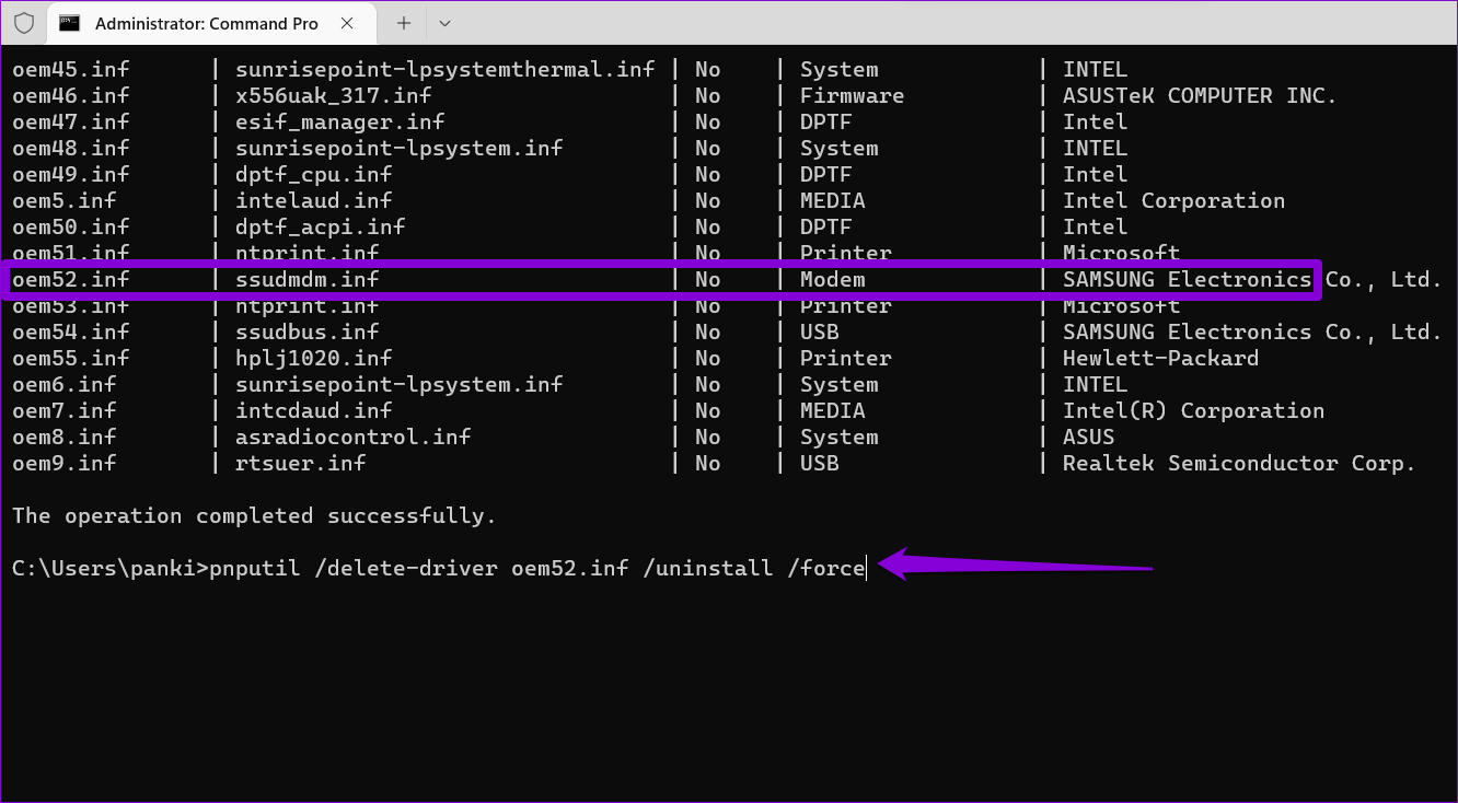 Uninstall-Driver-Using-Command-Prompt أفضل 4 طرق لإلغاء تثبيت برامج التشغيل من Windows 11