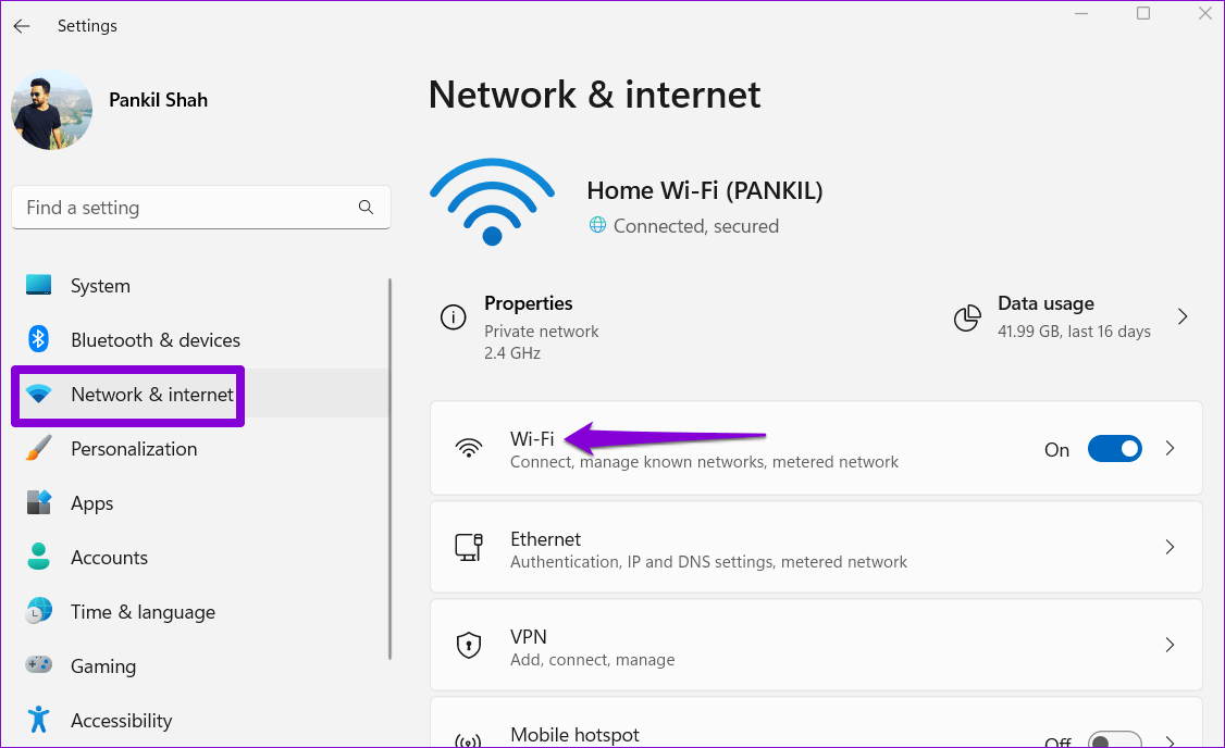 Wi-Fi-on-Windows-11-1 أفضل 3 طرق لإيقاف Windows 11 من الاتصال التلقائي بشبكة Wi-Fi