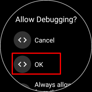 allow-debugging-on-galaxy-watch-1 كيفية الحصول على خلفيات ساعة Pixel Watch على Samsung Galaxy Watch