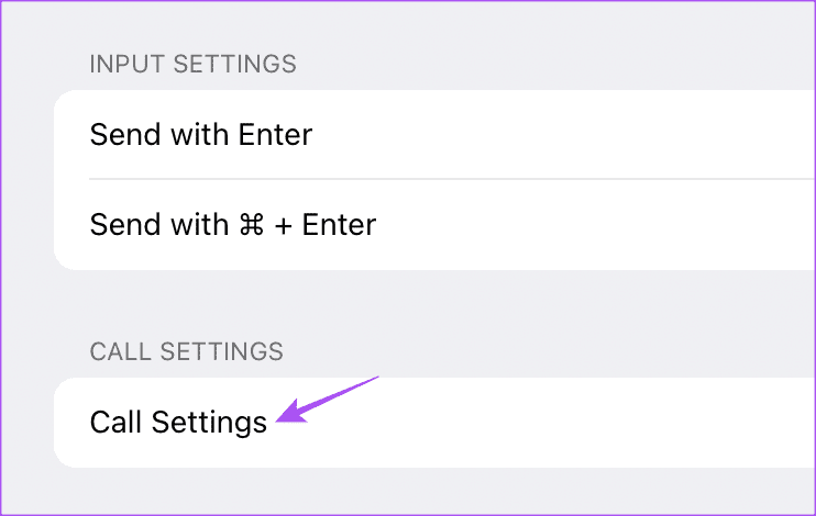 call-settings-general-telegram-mac أفضل 5 إصلاحات لعدم عمل مكالمات فيديو Telegram لسطح المكتب على نظام Mac