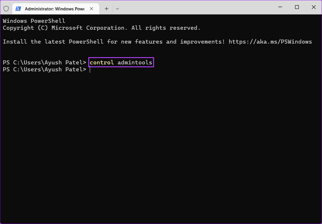 control-admintools-PowerShell أفضل 6 طرق للوصول إلى أدوات Windows على Windows 11