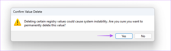 delete-registry-value- أفضل 3 طرق لتمكين السحب والإفلات للملفات على Windows 11