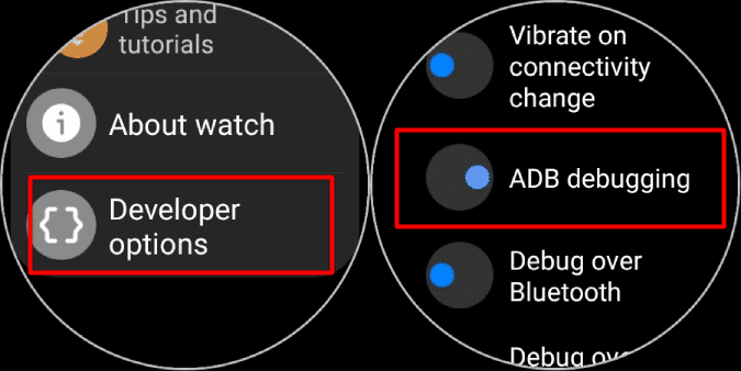enabling-ADB-Debugging-on-the-Galaxy-Watch-1 كيفية الحصول على خلفيات ساعة Pixel Watch على Samsung Galaxy Watch