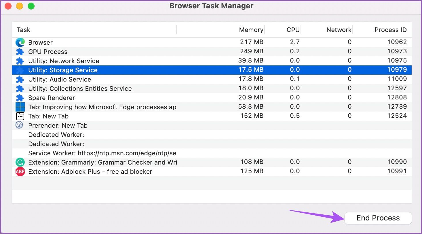 end process task manager microsoft سشسشسشسشسشedge mac 1466x812 - أفضل 7 إصلاحات لاستخدام وحدة المعالجة المركزية بنسبة 100٪ في Microsoft Edge على Mac