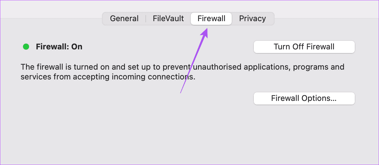 firewall-security-and-privacy-settings-mac أفضل 5 إصلاحات لعدم عمل AirPlay على Mac