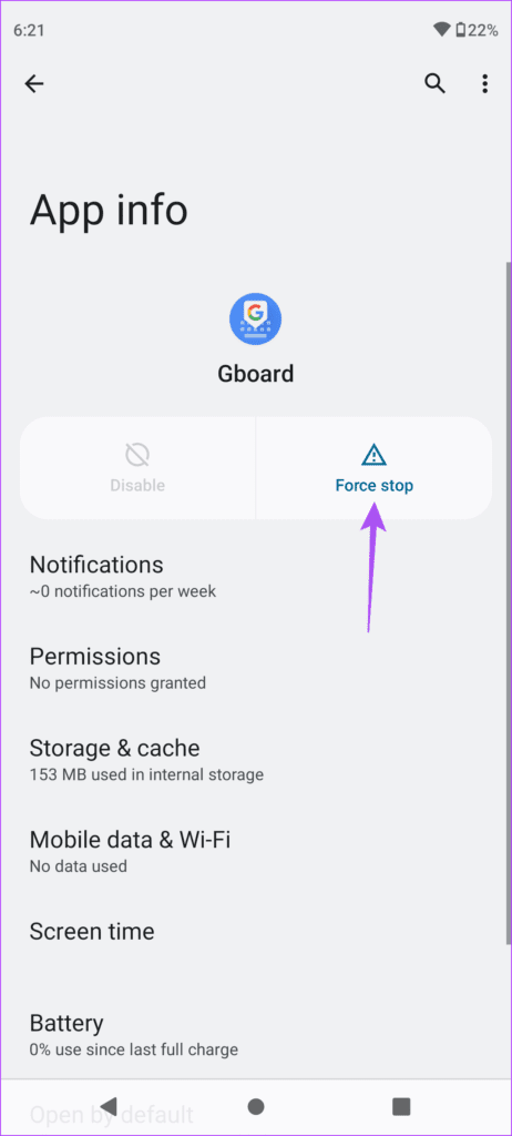 force-stop-gboard-settings-android-462x1024-1 أفضل 6 إصلاحات لعدم عمل لوحة مفاتيح Android في تطبيق YouTube