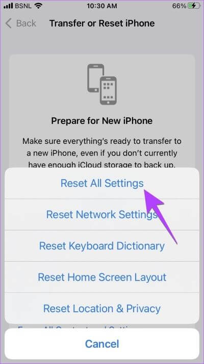 iPHONE-Transfer-Reset-Settings-400x711 9 طرق لإصلاح عدم عمل إملاء iPhone [تم تحديث iOS 16]