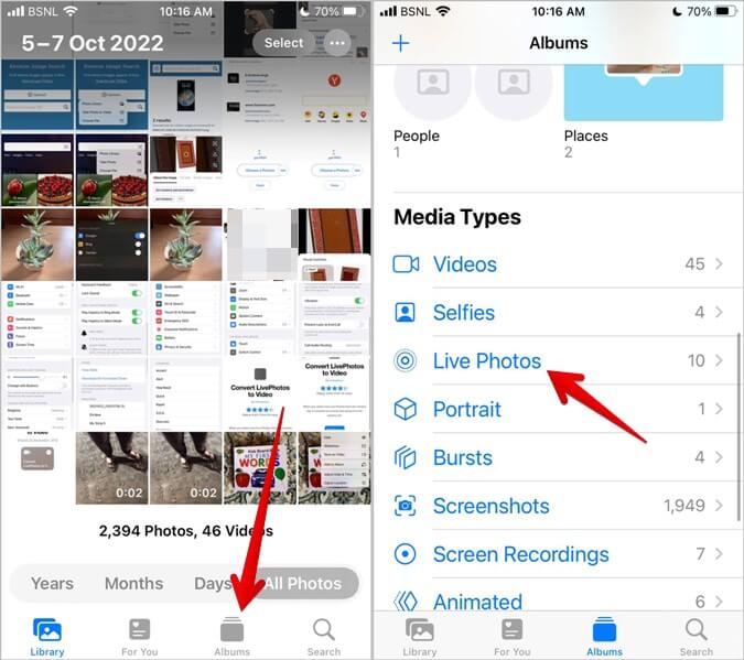 iPhone-Albums-Live-Photo-675x599 كيفية حفظ Live Photos كفيديو على iPhone (بما في ذلك iOS 16)