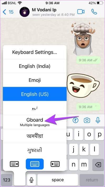 iPhone-Gboard-Change-Keyboard-400x711 كيفية تغيير لغة الكتابة في WhatsApp على Android و iPhone