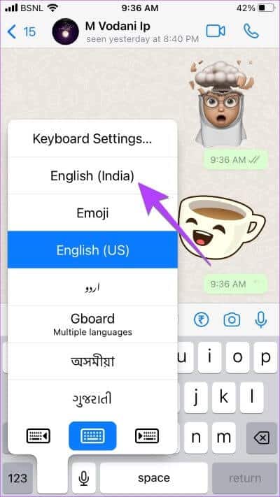 iPhone-Keyboard-Apple-New-Language-Switch-400x711 كيفية تغيير لغة الكتابة في WhatsApp على Android و iPhone