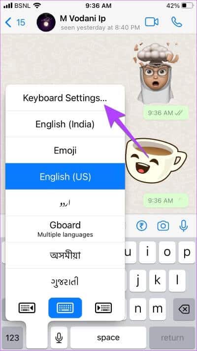 iPhone-Keyboard-Settings-400x711 كيفية تغيير لغة الكتابة في WhatsApp على Android و iPhone