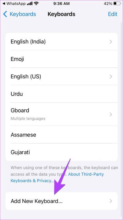 iPhone-Keyboard-Settings-Add-New-400x711 كيفية تغيير لغة الكتابة في WhatsApp على Android و iPhone