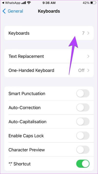 iPhone-Keyboard-Settings-Change-400x711 كيفية تغيير لغة الكتابة في WhatsApp على Android و iPhone