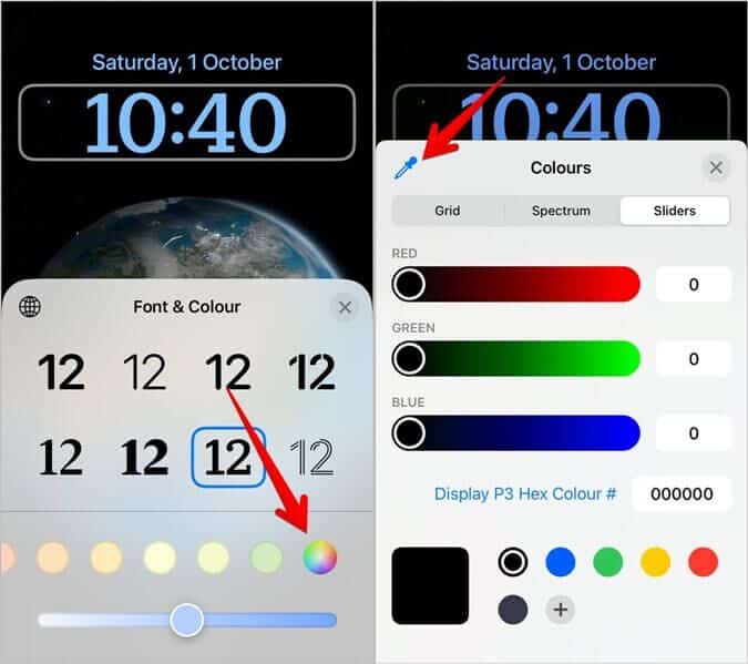 iPhone-Lock-Screen-Time-Color-Palette-675x599 أفضل 13 نصيحة لتحرير شاشة قفل iPhone وتخصيصها على iOS 16