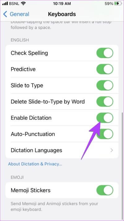 iPhone-Settings-Keyboard-Dictation-Enable-576x1024-1-400x711 9 طرق لإصلاح عدم عمل إملاء iPhone [تم تحديث iOS 16]