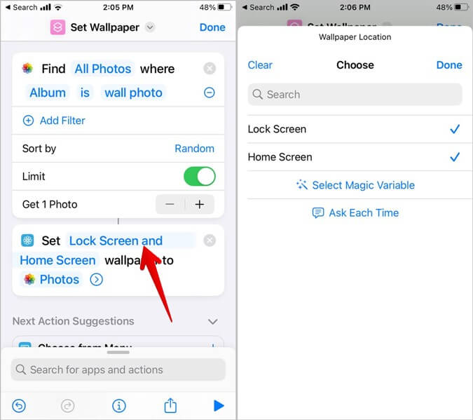 iPhone-Shortcut-Photos-Set-Wallpaper-Choose-675x599 3 طرق لتغيير خلفية الشاشة تلقائيًا على iPhone