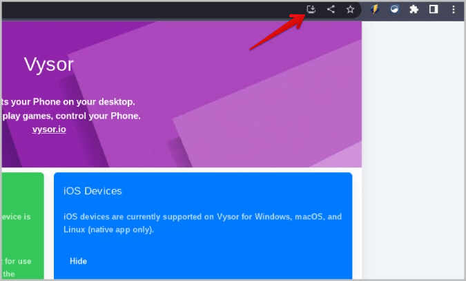 install-Vysor-web-app 4 طرق لعكس هاتف Android على Chromebook