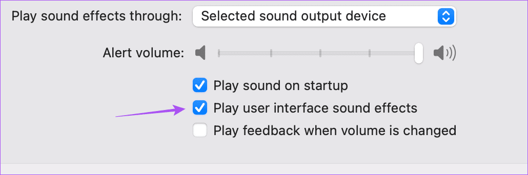 play-user-interface-sound-effects-mac أفضل 8 إصلاحات لعدم عمل تسجيل في Voice Memos على Mac