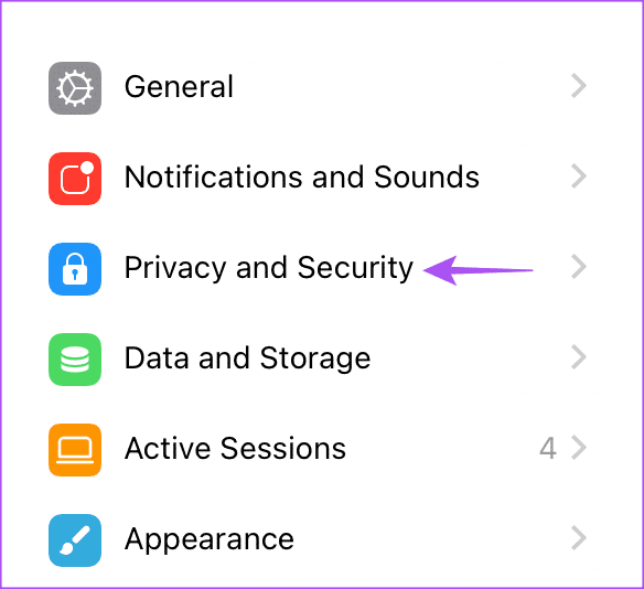 privacy-and-security-settings-telegram أفضل 5 إصلاحات لعدم عمل مكالمات فيديو Telegram لسطح المكتب على نظام Mac