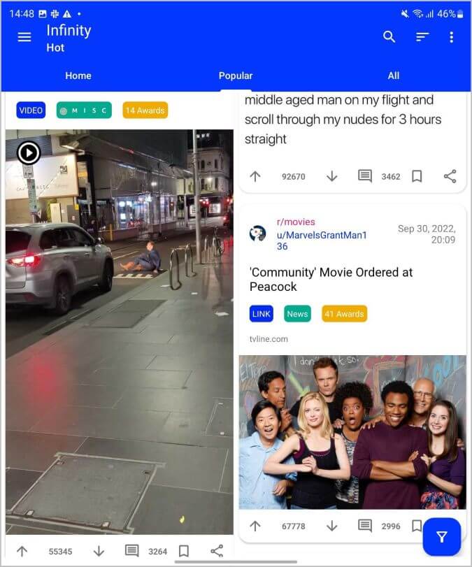 reddit-client-on-Galaxy-Fold-675x811 20 من أفضل التطبيقات المحسّنة لسلسلة Samsung Galaxy Fold