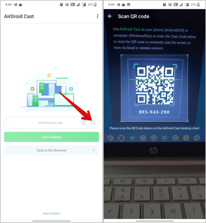 scanning-with-Airdroid-cast-Android-app 4 طرق لعكس هاتف Android على Chromebook