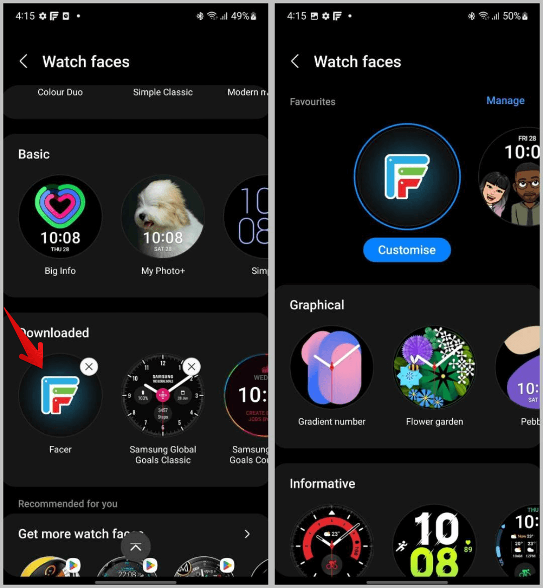 seleccting-third-party-watch-face-on-Samsung-Galax-watch كيفية تخصيص وجه الساعة على Samsung Galaxy Watch