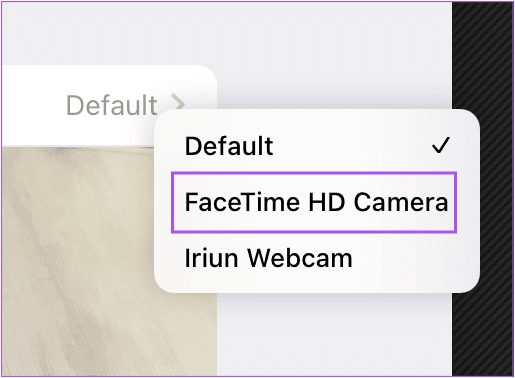 select-facetime-hd-camera-telegram-settings-iphone أفضل 5 إصلاحات لعدم عمل مكالمات فيديو Telegram لسطح المكتب على نظام Mac