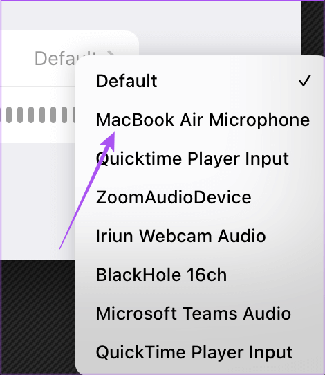 select-macbook-mic-telegram-mac أفضل 5 إصلاحات لعدم عمل مكالمات فيديو Telegram لسطح المكتب على نظام Mac