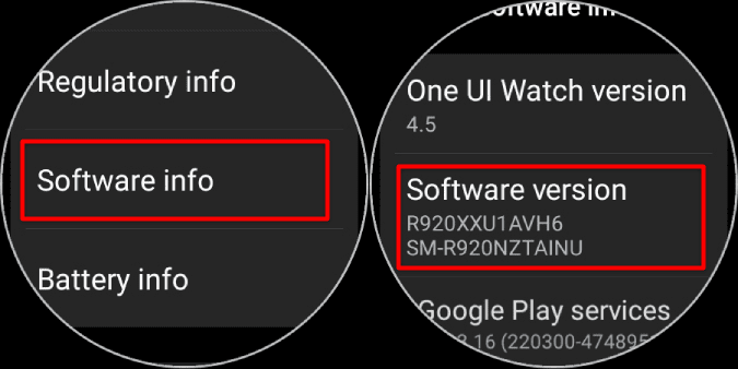 software-version-on-Galaxy-Watch-1 كيفية الحصول على خلفيات ساعة Pixel Watch على Samsung Galaxy Watch