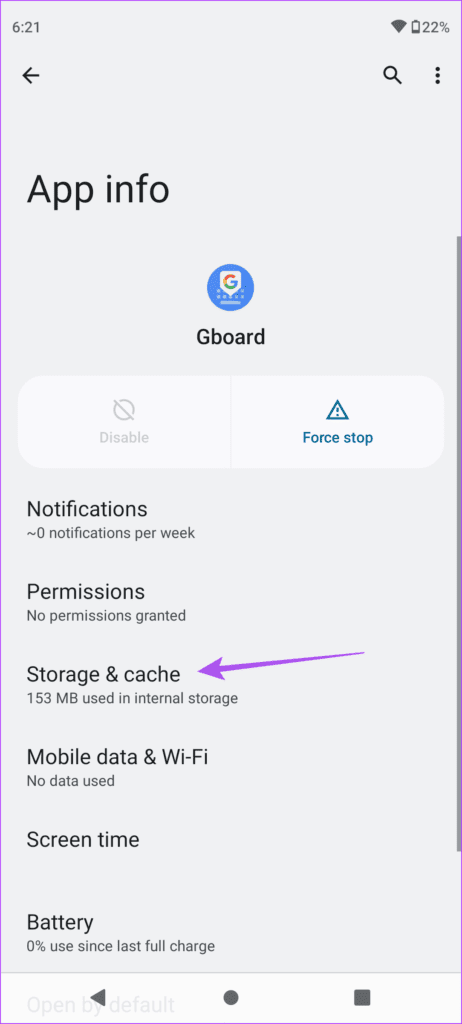 storage-and-cache-gboard-settings-android-462x1024-1 أفضل 6 إصلاحات لعدم عمل لوحة مفاتيح Android في تطبيق YouTube