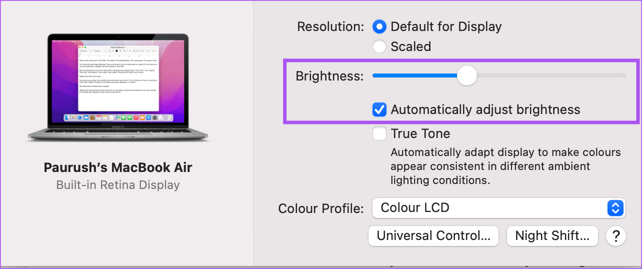 turn-off-auto-brightness-mac سطوع الشاشة على نظام Mac لا يعمل إليك أفضل الحلول