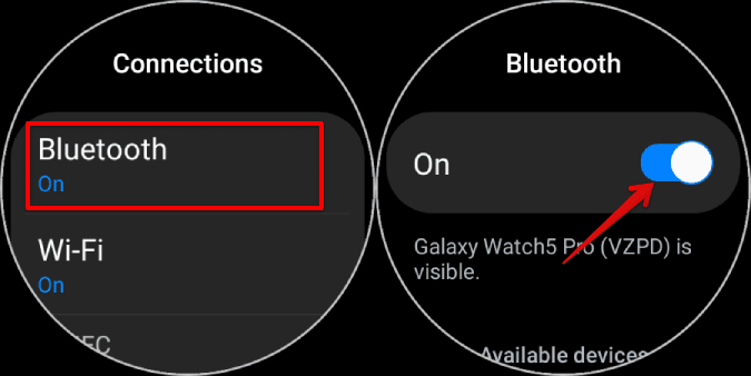 turning-on-bluetooth-on-the-galaxy-watch كيفية استخدام خرائط Google على Samsung Galaxy Watch 4 و 5