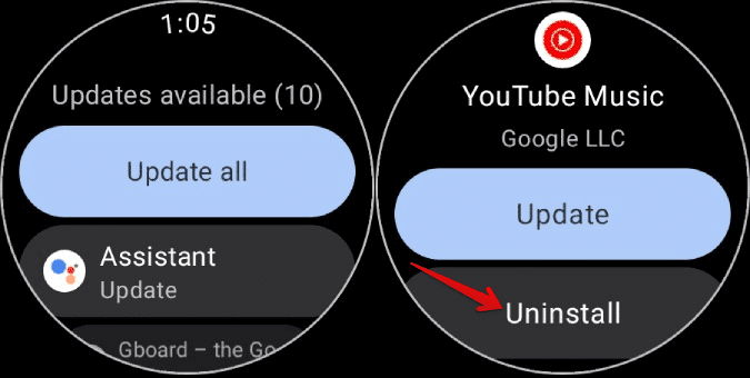 uninstalling-apps-from-play-store-on-Galaxy-watch 3 طرق لتثبيت التطبيقات وتحميلها الجانبي وإلغاء تثبيتها على Samsung Galaxy Watch