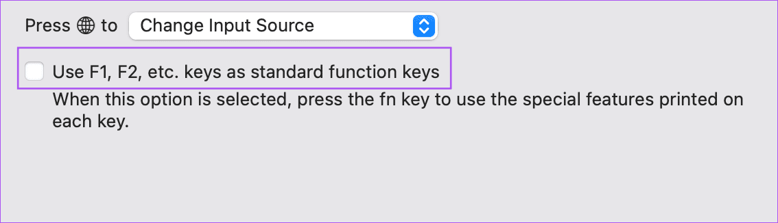 use-f1-and-f2-as-standard-keys-mac- سطوع الشاشة على نظام Mac لا يعمل إليك أفضل الحلول