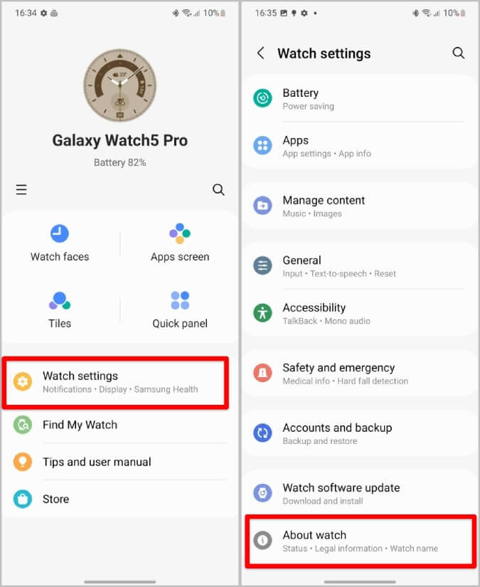 About-watch-option-on-Galaxy-Wearable-app-1-675x825 كيف أعرف طراز Galaxy Watch الذي أمتلكه؟