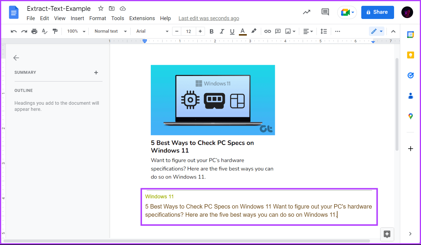 Access-Text-In-Google-Docs-1 أفضل 3 طرق لاستخراج النص من الصور على Windows 11