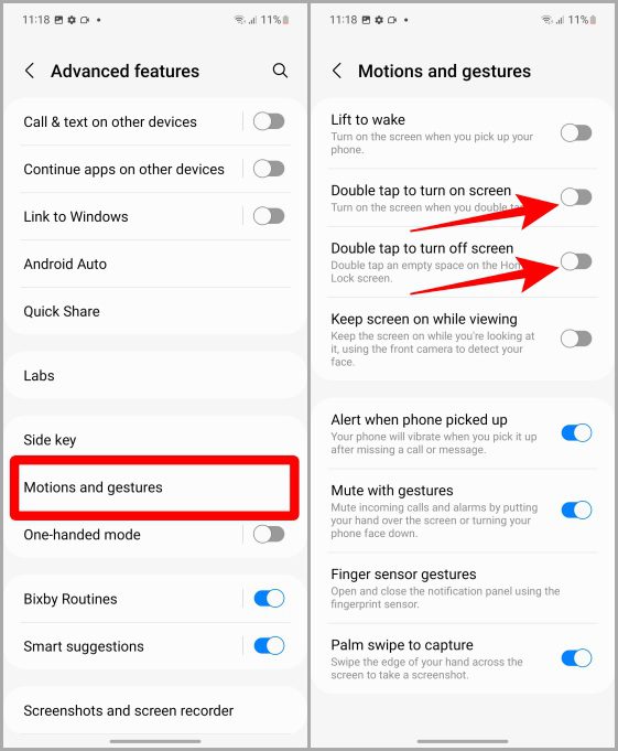 Advanced-Features-Settings-Samsung-Galaxy كيفية تمكين / تعطيل النقر المزدوج على الشاشة الرئيسية لهواتف Samsung Galaxy