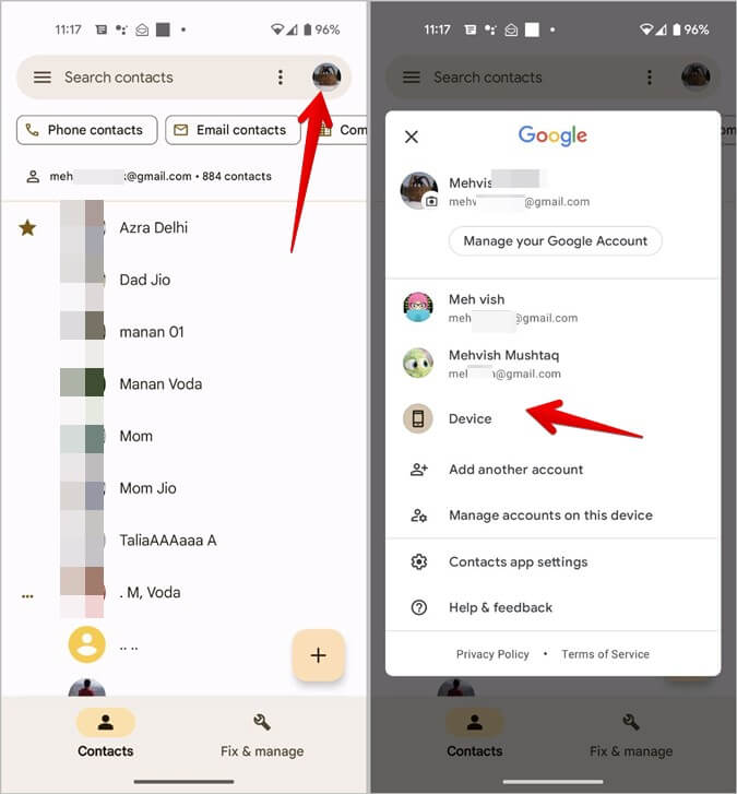 Android-Contacts-Switch-Account-675x727 كيفية التحقق من مكان حفظ جهات الاتصال على Android و iPhone