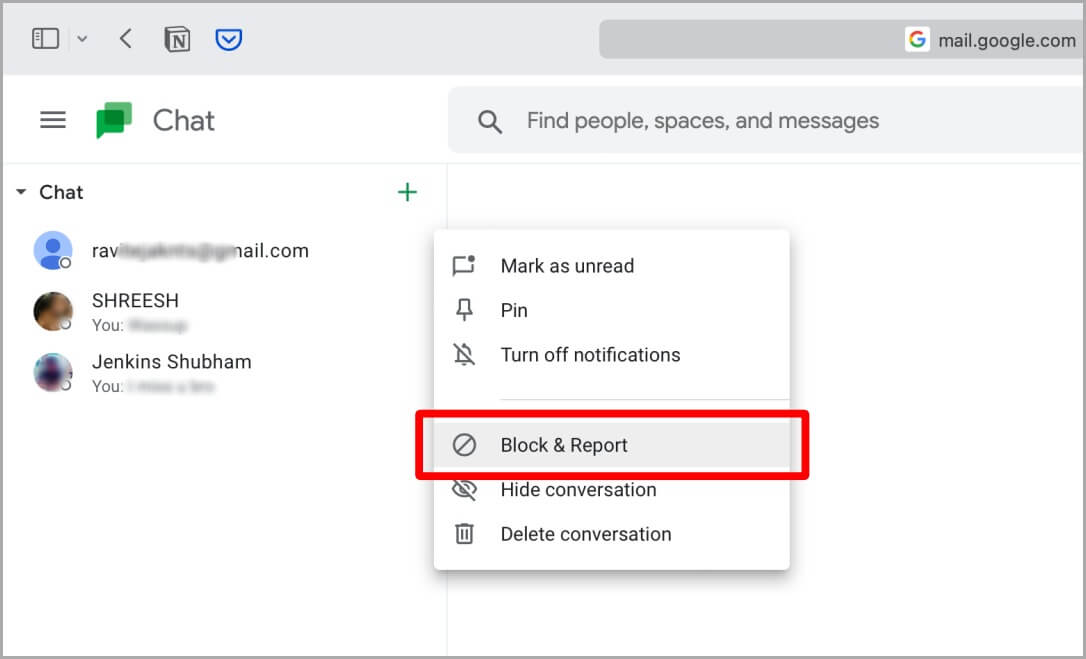 Block-and-Report-on-Google-Chat-Web-2 كيفية حظر شخص ما على Google Chat على الويب والجوال والإبلاغ عنه وإلغاء حظره