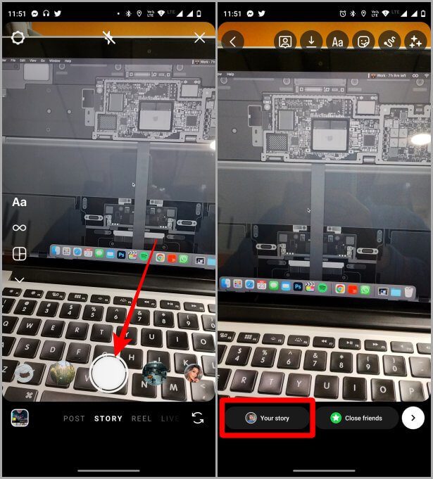 Capturing-a-Story-on-Instagram كيفية إضافة قصة إلى النقاط البارزة على Instagram