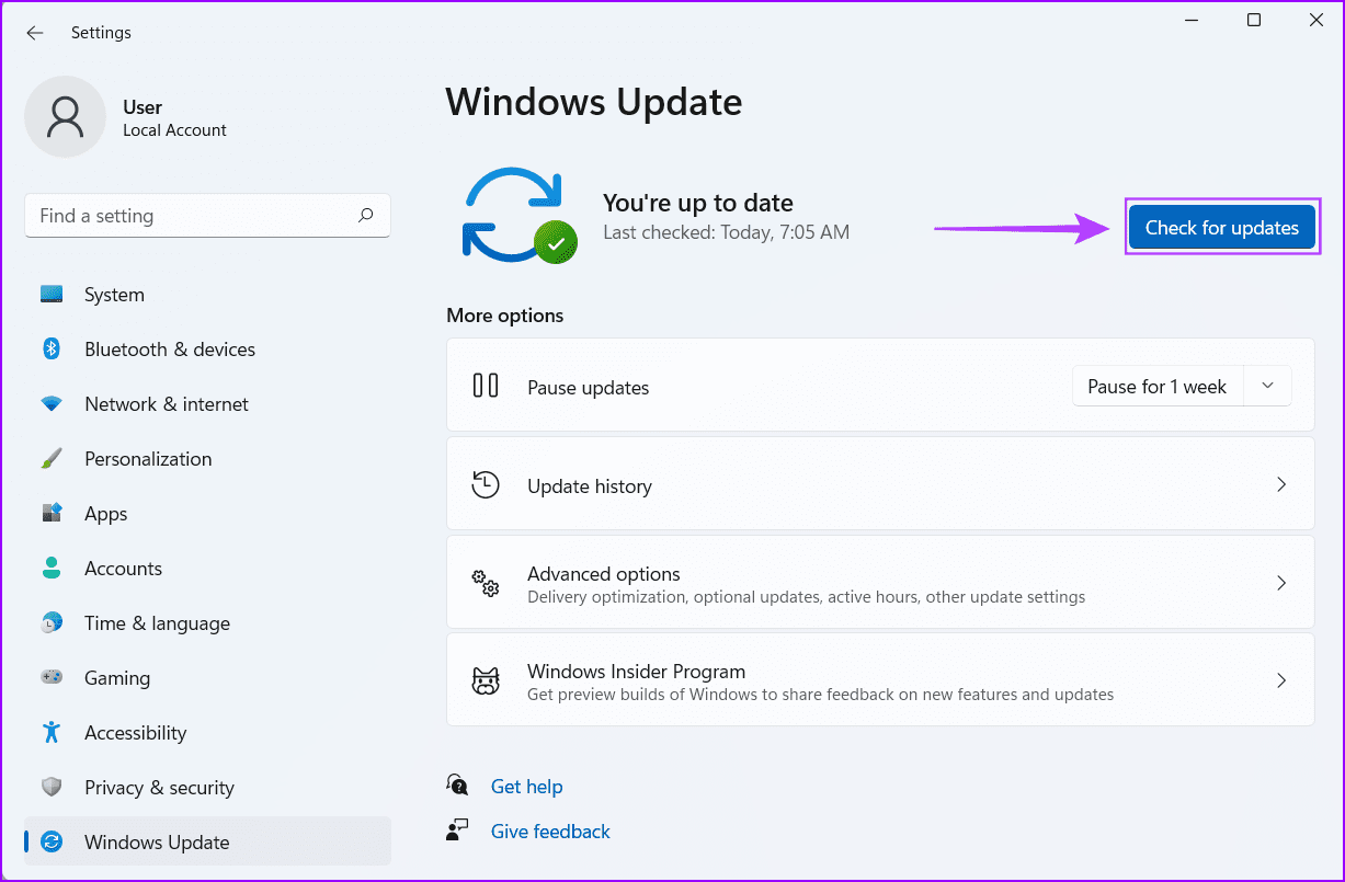 Check-for-updates-1 أفضل 6 طرق لإصلاح عدم عمل Ctrl-Alt-Delete على Windows 11