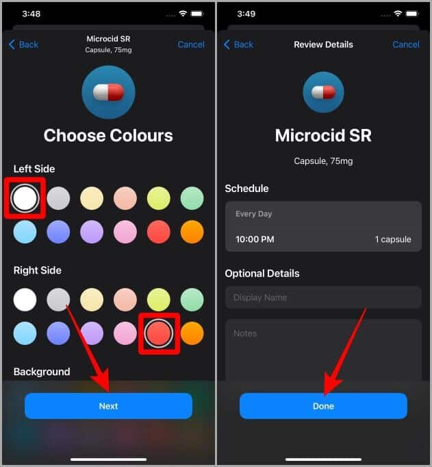 Choosing-Color-for-the-Meds-on-Apple-Health-631x681 كيفية إضافة الأدوية وتعيين تذكيرات لتطبيق Apple Health