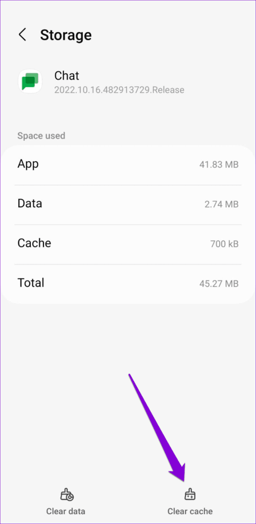 Clear-Google-Chat-App-Cache-500x1024-1 أفضل 8 طرق لإصلاح عدم عمل إشعارات تطبيق Google Chat على Android و iPhone