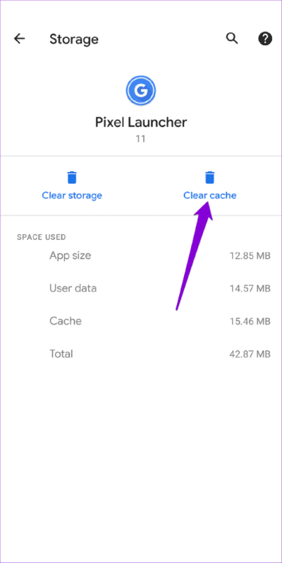 Clear-Pixel-Launcher-Cache-513x1024-1 أفضل 7 طرق لإصلاح عدم عمل الإيماءات على Android